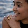 Fashion Vintage Unique Circle Motif Ring Melted Texture Detail Rings for Women Gold Color Texture Temperament Jewelry Gift