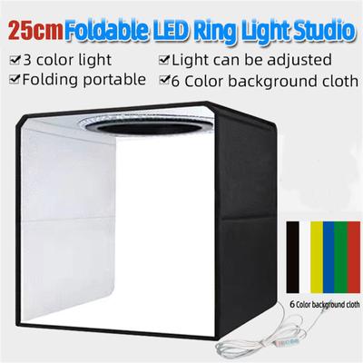 25 cm kleines Studio-Set, LED-Fotografie-Lampe, Softbox, faltbare Foto-Hintergrund-Lichtbox