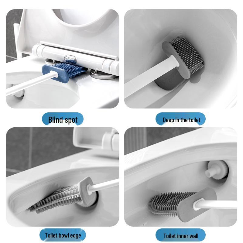 Silicone Toilet Brush Set - No Dead Angle, Wall-Mounted Bathroom Cleaning Tool