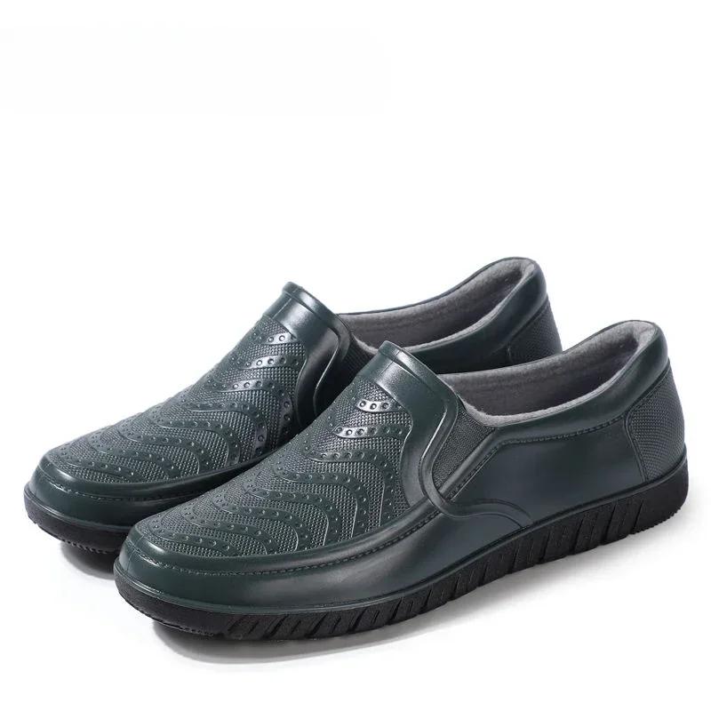 Fashion Black Cooking Ankle Short Rain Boots for Men Chef Kitchen Fashion Low Gum Without Lacing Waterproof and Non-slip Pvc Man Shoes