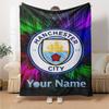 Name Custom Manchester City FC Print Flannel Blanket High Quality Warm Comfortable Cover for All Seasons Perfect for Gifts Home Decor