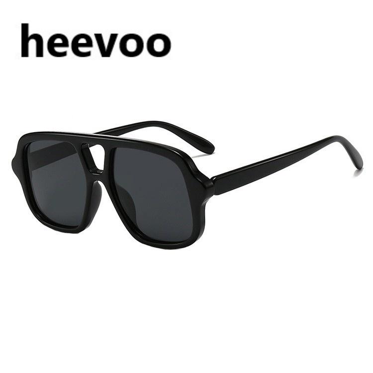 

Retro Double Beam Sunglasses Women Brand Designer New Ins Fashion Personalized Oversized Square Eyewear Men Eyeglasses UV400 only 1pcs sunglasses черный серый