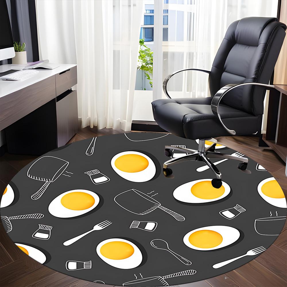 1pc Eggs Pattern Office Round Rug, Carpet for Office, Gaming, Lightweight Round Floor Mat Yy260205075