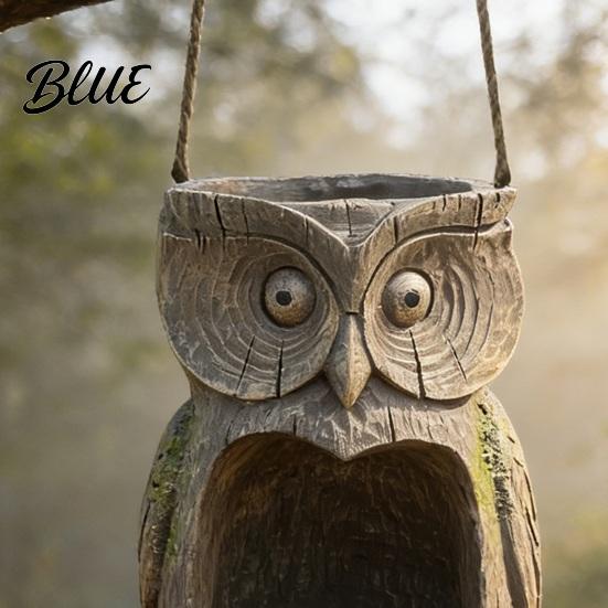 Gartendekoration Vogelhaus Harz Eule Wetterfest Outdoor und Pflanzgefäß Einzigartige Deko Dekorative Hänge für Hinterhof