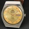 AUTOMATIC 46961 VINTAGE ORIENT CRYSTAL JAPAN MENS GOLDEN DIAL WATCH a707771-1