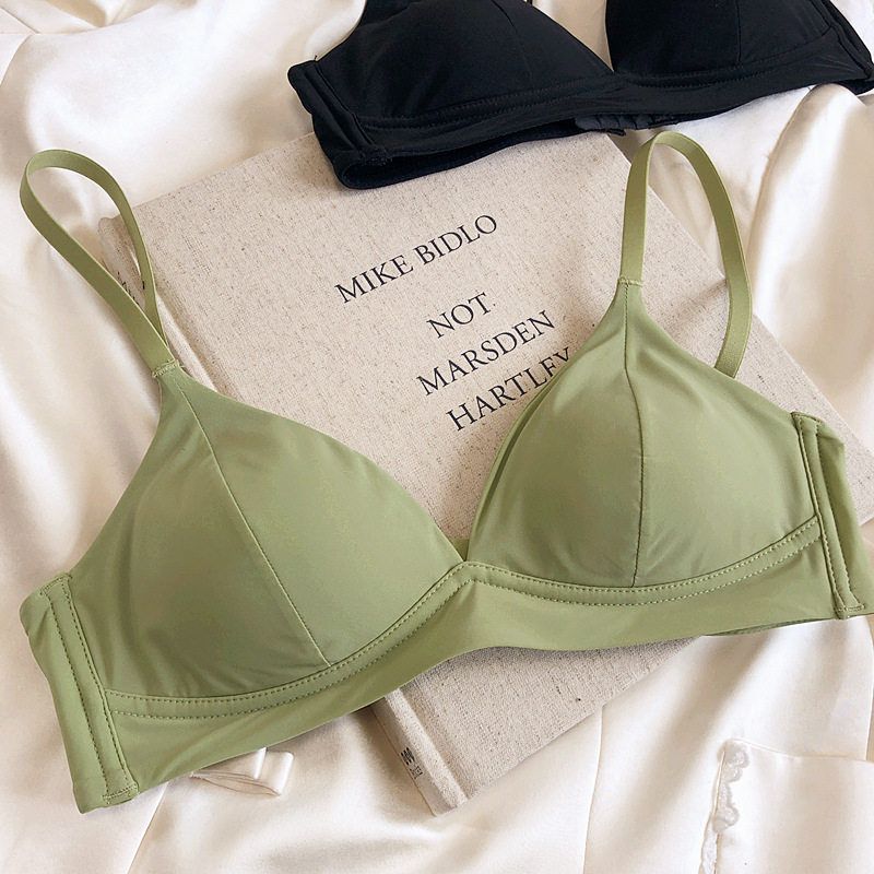 Summer Ice Silk without Steel Ring Triangle Cup Push up Natural-looking Cool Feeling Quick-Drying Intimates Seamless Smooth Bra