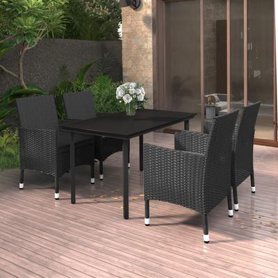 Vidaxl 5-Cz. Garden Furniture Set With Cushions, PE Rattan And Glass