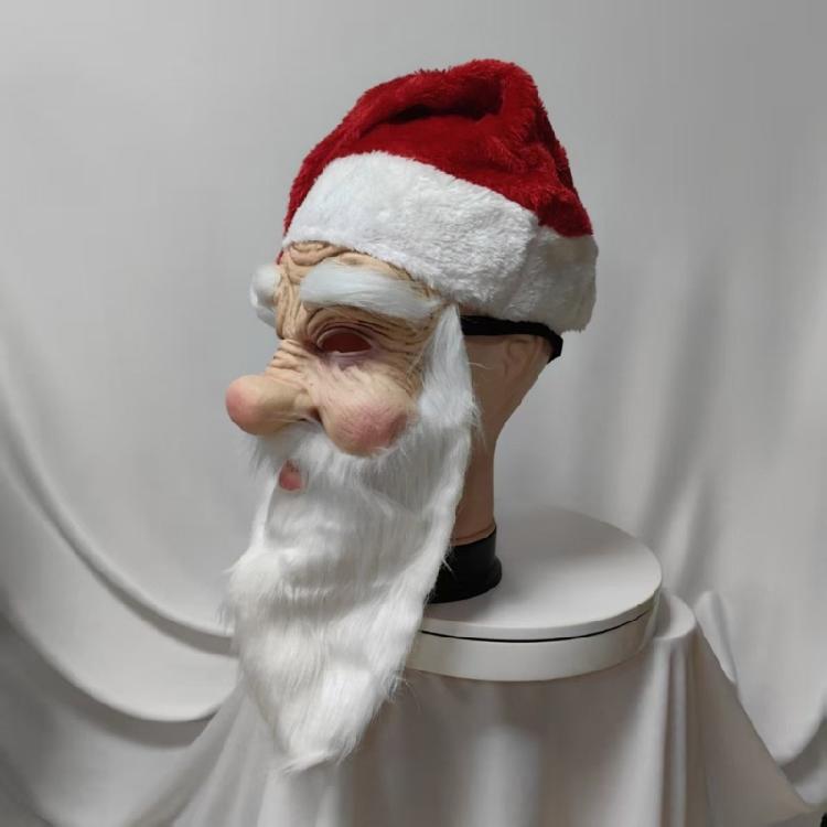 Santa Latex Face Mask Skin Friendly Comfortable For Holiday Performances Photo Booths And Seasonal Costume Accessories