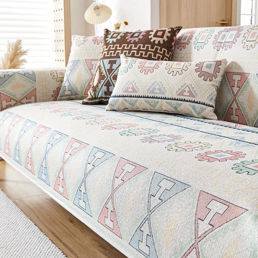 Four Seasons Universal Non-Slip Pure Cotton Fabric Cushion Simple Modern  Leather Sofa Cover Cover ClothSofa Cushion Cotton