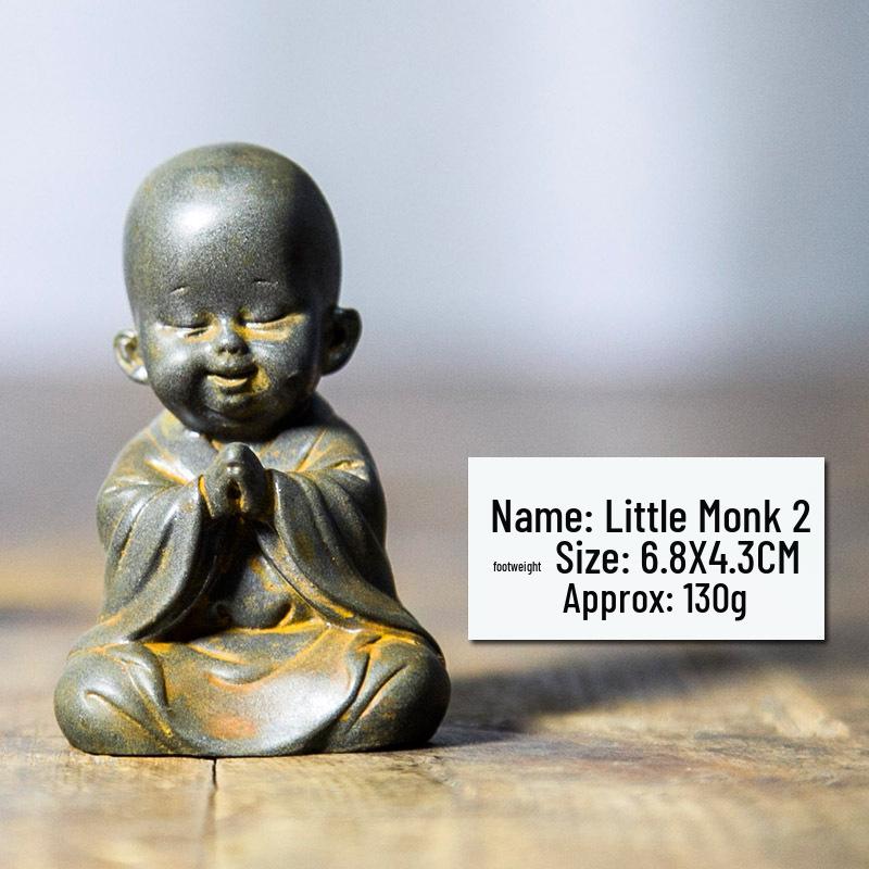Chinese Zen Little Monk Desktop Ornament - Retro Craftsmanship Buddhist Statue