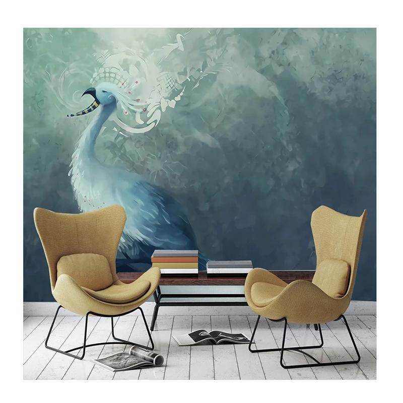 

3D Mural Creative Abstract Blue Peacock Wallpaper Living Room Restaurant Bedroom Backdrop Decor Art 3D Fresco 200 cm(W) x 140 cm(H)
