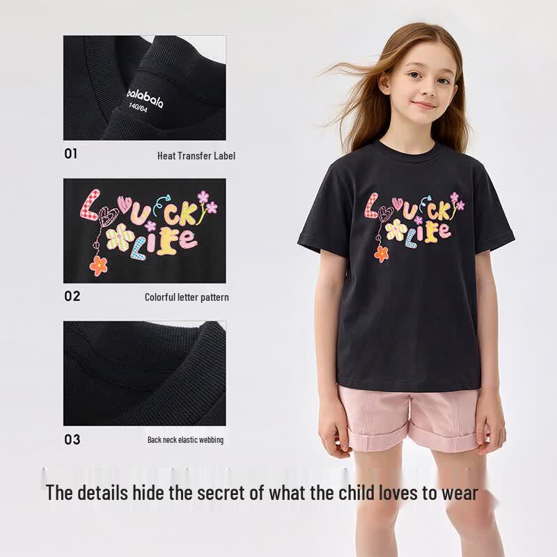 Balabala Girls' Short Sleeve T-Shirt