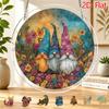 2D Flat, 2D Flat Acrylic Puzzle Sun Catcher, Flower Garden Three-Color Gnome Theme Sun Catcher Puzzle, Home And Garden Decoration, Suitable As Gifts F