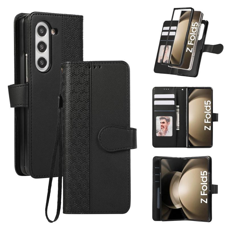 Leather Flip Phone Case for Samsung Galaxy Z Fold 7 6 5 4 3 5G Fold7 Fold6 Fold5 Wallet with Card Holder Protective Cover