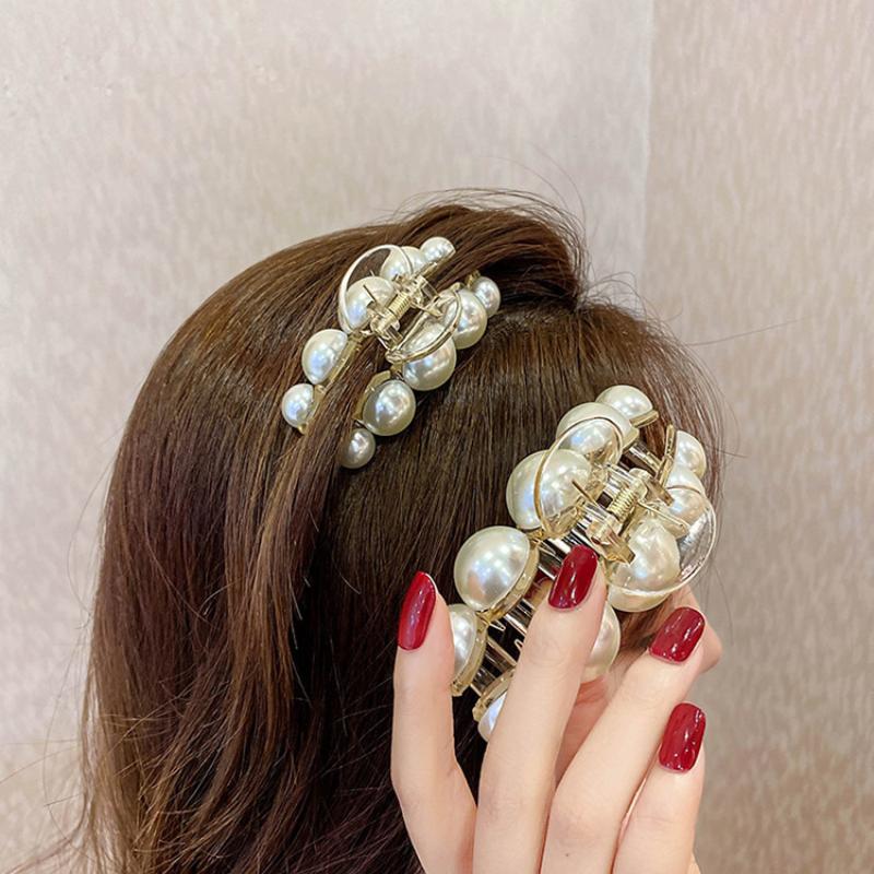 Vintage Perlenclips Set Große Klaue Koreanischer Pferdeschwanz Große Haarspangen Kiefer Haarnadeln für Frauen Haarschmuck Haarklammer Geschenk