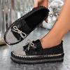 Fashion 35-44 Thick Bottom Rhinestone Bow Mary Jane Shoes Women Flat Shallow Mouth Comfort Casual Shoes Zapatillas De Mujer Loafers 2025