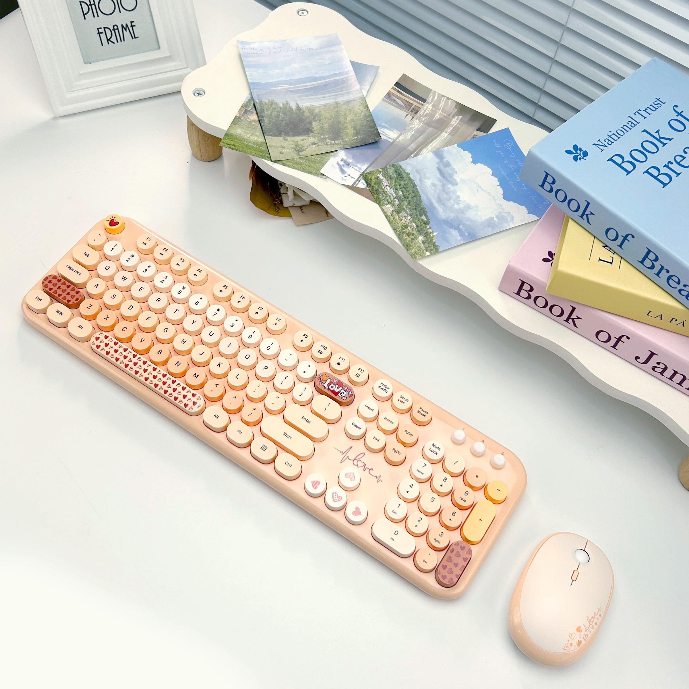 

MOFII Charming Retro Typewriter Wireless Keyboard w/ Full-Size Mouse – Perfect for Any Computer (PC/Mac/Laptop) – Stable 2.4GHz Connectivity оранжевый