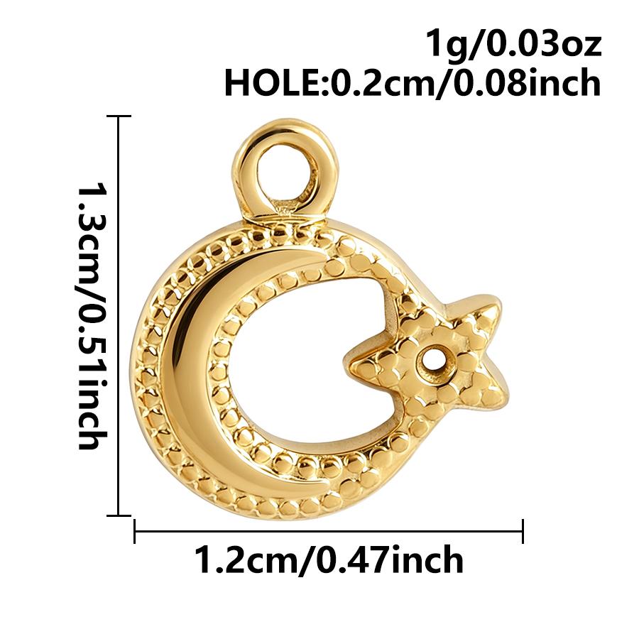 6Pcslot Real Gold Plated Space Alien Pendants Astronaut Sun Moon Star Charm Stainless Steel Charms For Jewelry Making Supplies