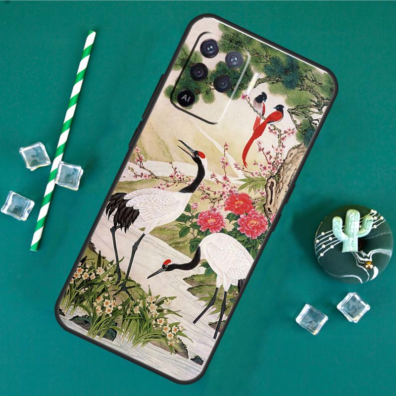 Red-crowned Crane Bird Phone Case For Oppo A18 A38 A58 A78 A98 A40 A60 A80 A91 A15 A17 A74 A94 A54 A57S A16 A76 A96