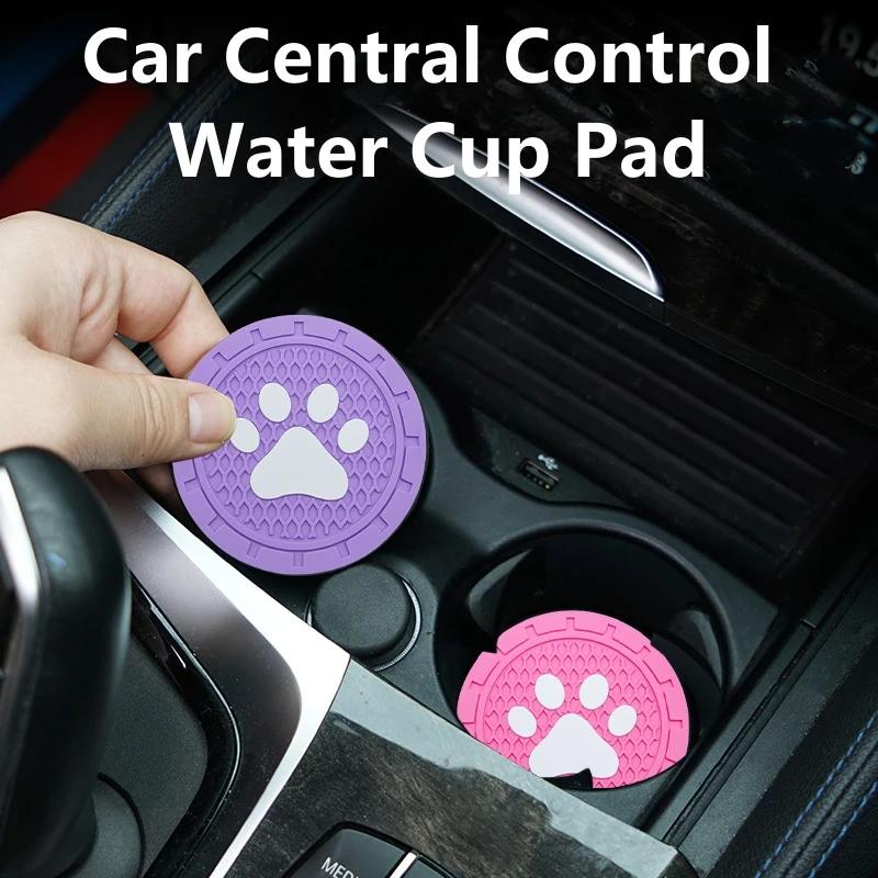 1 Pair Car Coasters Cup Dog paw print Mat Universal Holder Anti Slip Bottle Pad Insert Pads Most Water Cups Car Accessories