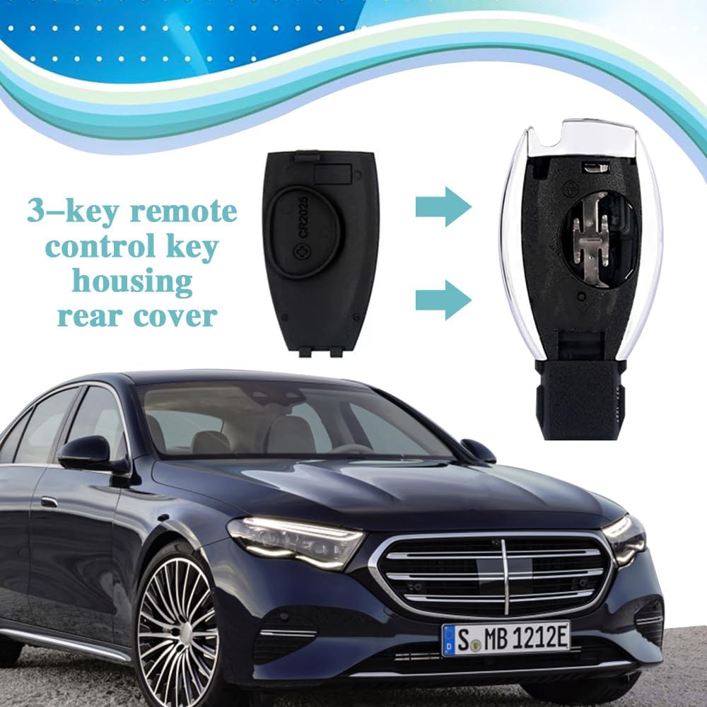 Car Key Rear Cover Replacement, Key Fob Cover, Car Accessories Key Shell Case Compatible with Mercedes Benz B-Class C-Class E-Class W204 3 Buttons