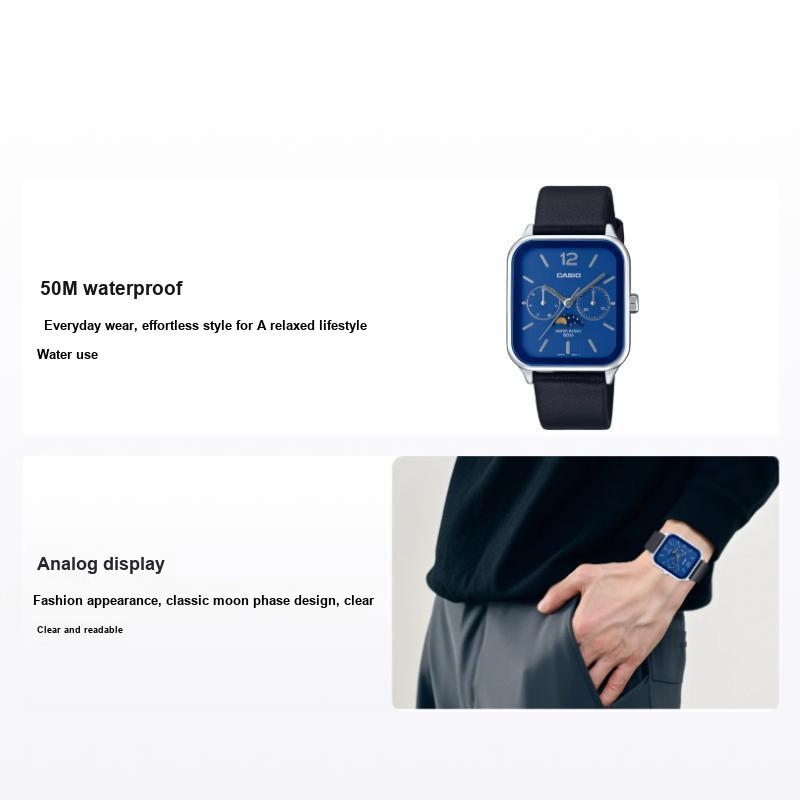 Casio Men's Blue Standard Series Quartz Movet Genuine Leather Strap Watch Dial Watches Mtp-M305l-2Av
