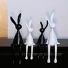 Creative Resin Black and White Cartoon Rabbit Family Desk Decorations - Set of Four