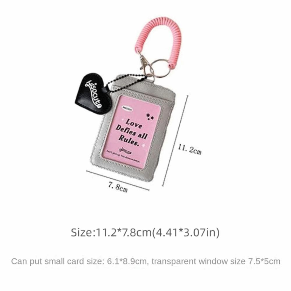 With Keychain Korean Style Card Holder Card Case Bungee Cord Student Card Cover Candy Color Love Heart Pendant ID Card Holders