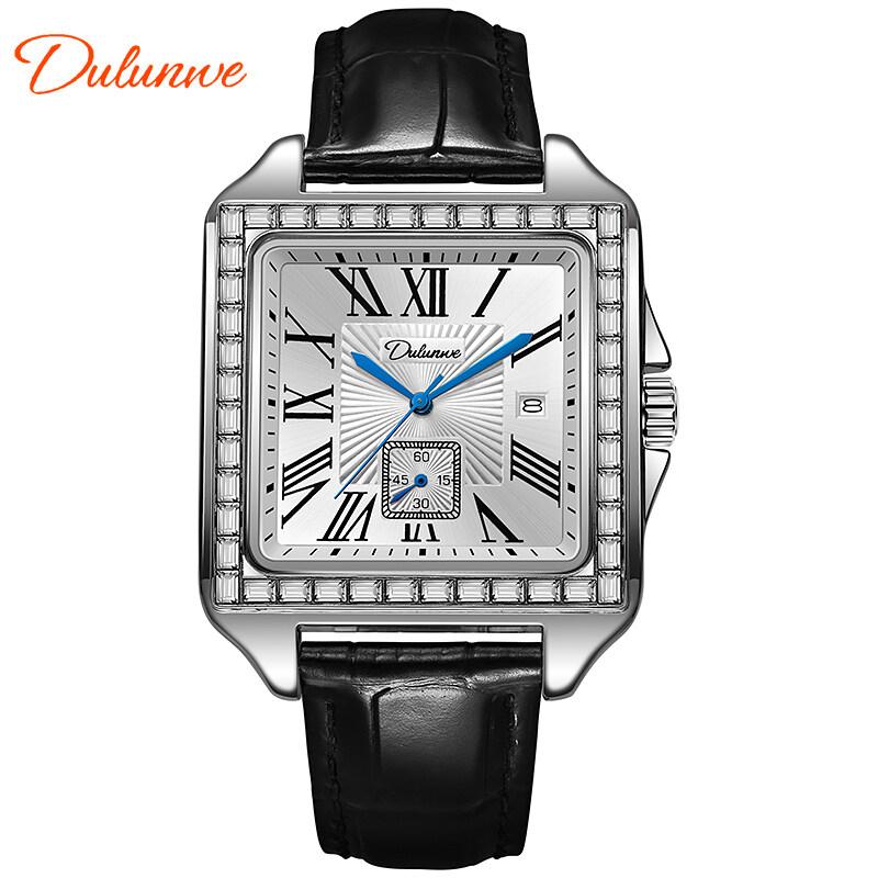 Dulunwe Fashionable Business Luxury Automatic Date Waterproof Square Dial Retro Automatic Mechanical Men's Watch