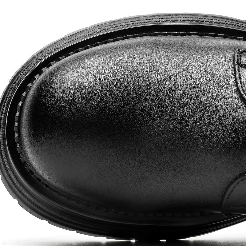 Hight Quality Classic British Street Style Leather Boots For Men Solid Black Hombre Daily Casual Dress Height Increasing Shoes