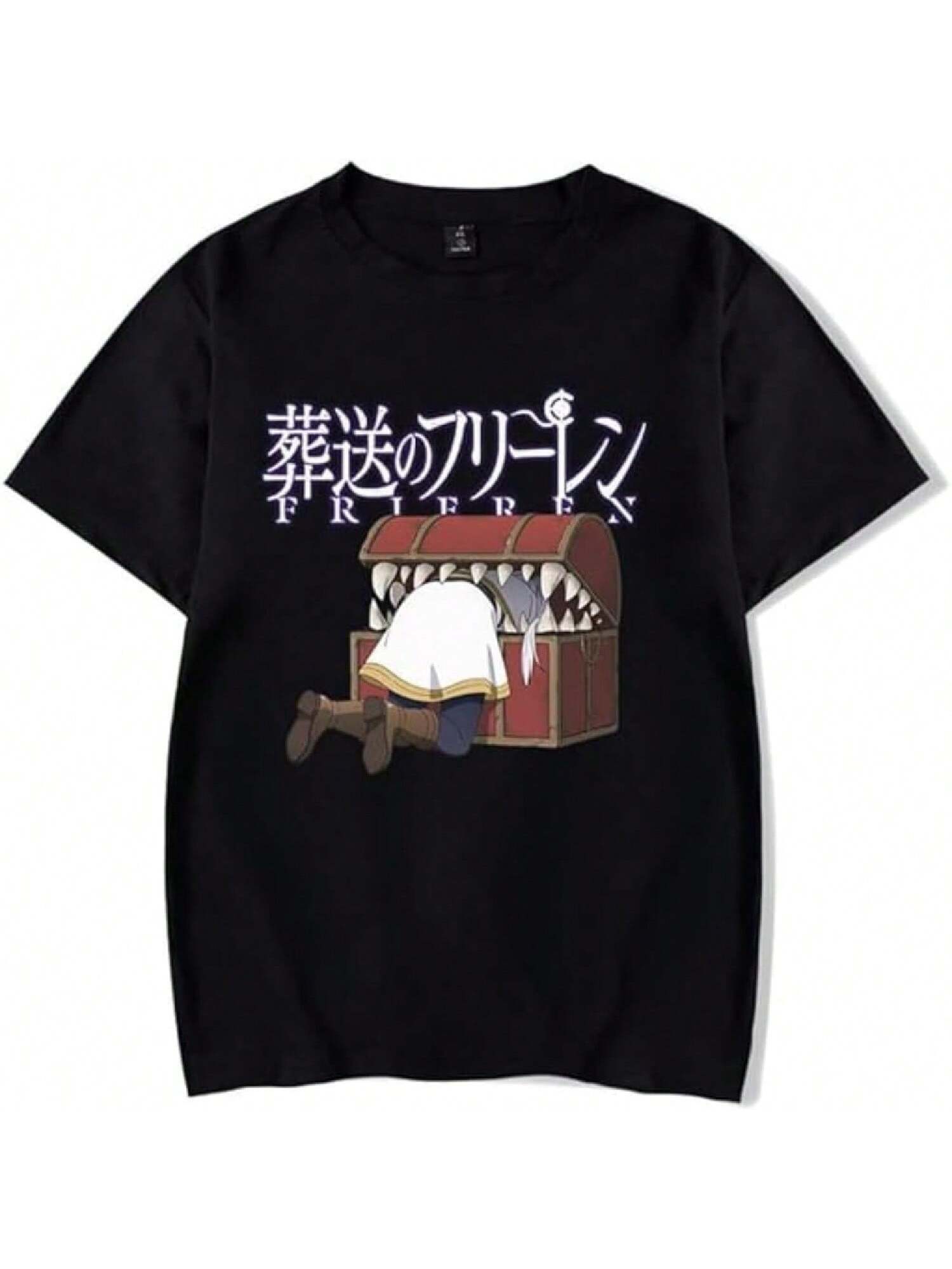 Anime Frieren T-Shirt Merch Summer Casual Neutral Short Sleeve Frieren Anime Harajuku Tops S разноцветный