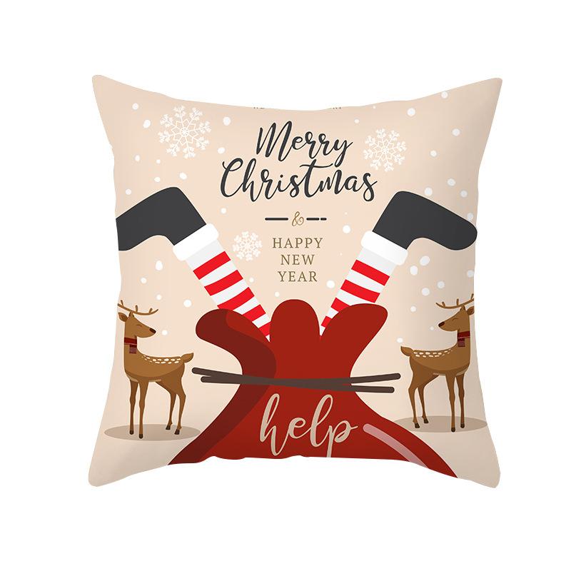 Christmas Pillow Case Wish Cartoon Print Peach Skin Christmas Pillow Home Sofa Cushion