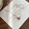 Simple Design S925 Silver High-end Three-dimensional Love Peach Heart Pendant Necklace Light Luxury Temperament Collarbone Chain
