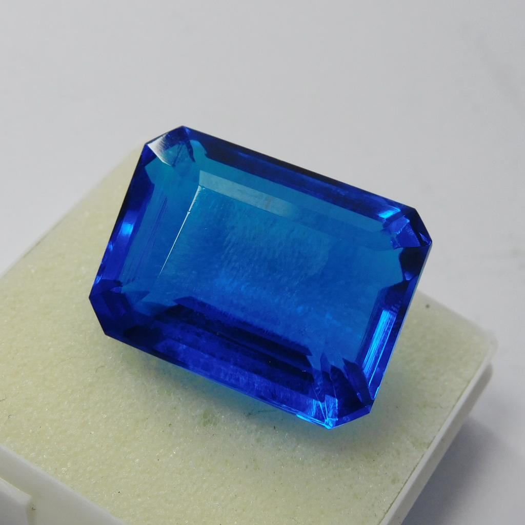 54.45 Ct Emerald Cut CERTIFIED Lab-Created Blue Sapphire Gemstone Free Delivery
