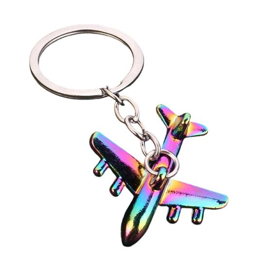 Aircraft Keychain Alloy Mini Plane Model Electroplated Key Ring with Chain Buckle for Travel Aviation Souvenir