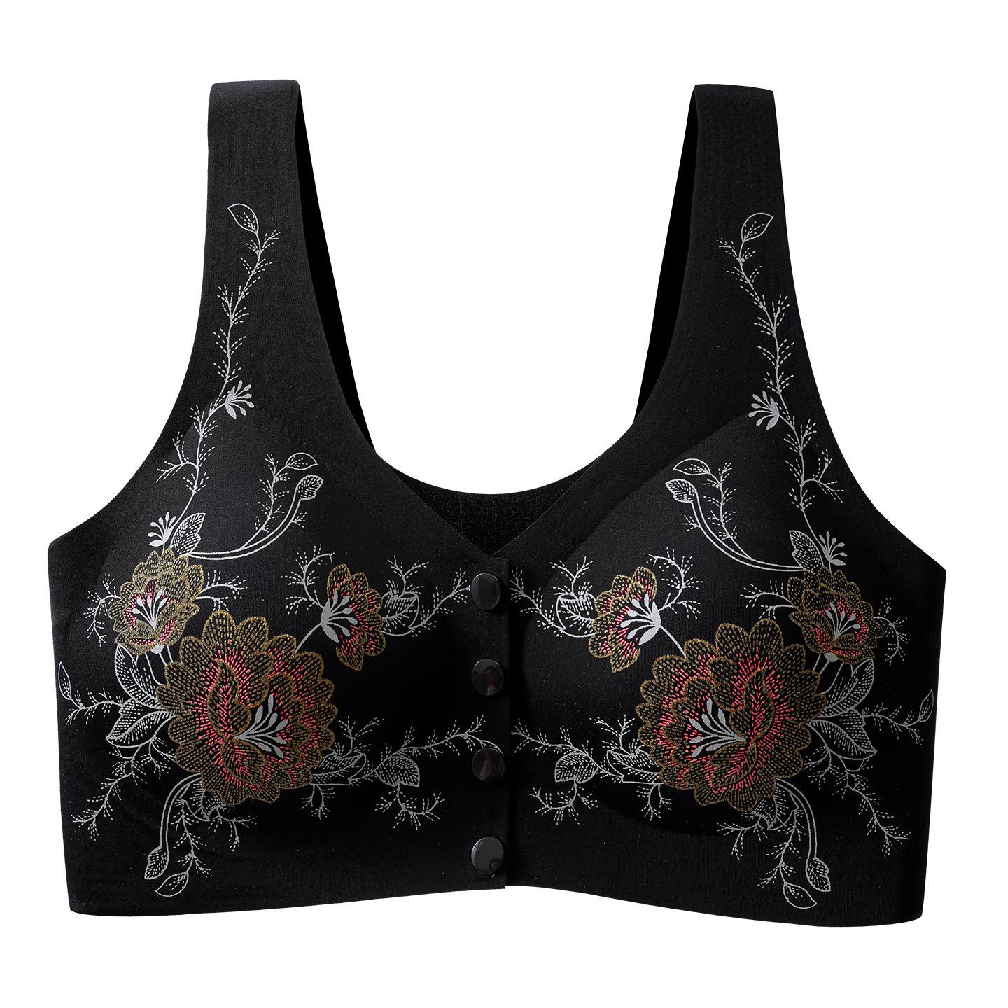 

Seamless Plus Size Chinese Print Nursing Bra - Soft, Anti-Sag, Maternity Underwear L