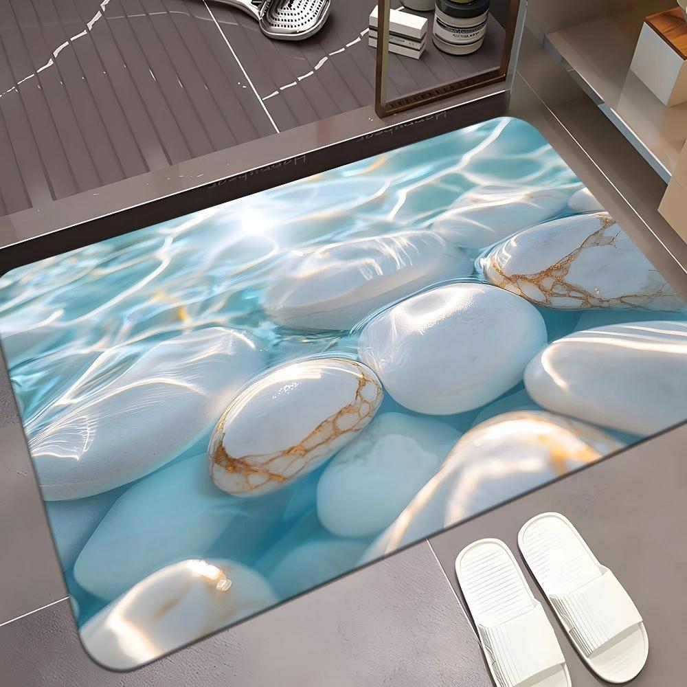 60*90cm Pebble Diatom Mud Floor MATS, Water-absorbing and Anti-slip Foot MATS Specially Designed for Bathrooms and Kitchens, Foot MATS