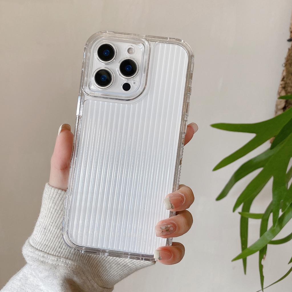 Three-in-one for Apple Mobile Phone Protective Case, Cute Mobile Phone Case with Lanyard, 14promax Mobile Phone Case, Transparent and Simple Style