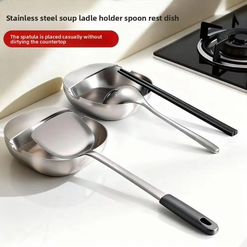 Stove Spoon Holder Stainless Steel Self Standing Utensils Frame Household Ladle Holder For Spoon Spatula Kitchen Counter Stove