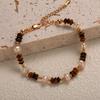 French Retro S925 Sterling Silver Natural Tiger'S Eye Stone Pearl Colored Treasure Bracelet Women'S Elegant Beaded Neck Chain Splicing Earrings
