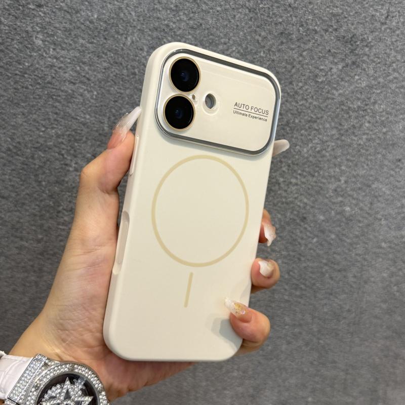 Luxury Liquid Silicone With Crystal Lens Protection Phone Case For iPhone 17 16 15 14 Pro Max 13 Magnetic Wireless Charge Cover