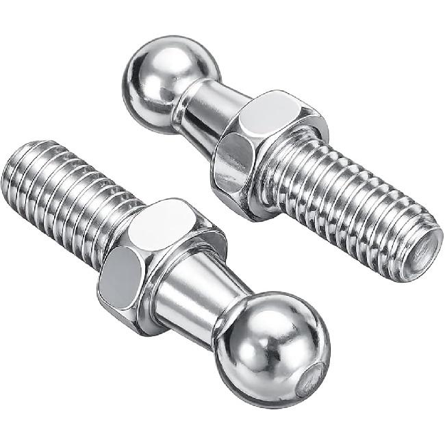4 Pièces Goujon à Rotule de Voiture 10 mm avec Écrous de Fixation, Goujons pour Ressort à Gaz de Véhicule en Acier au Carbone M6, Extrémités Robustes de Support de Levage à Ressort à Gaz pour Amortisseurs Automobiles