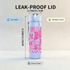 1PC I Wear Pink For My Bestie Slogan Print 750ml Color Plastic Sports Water Bottle Leakproof Flip Straw Lid Suitable for Sports Office Home Use