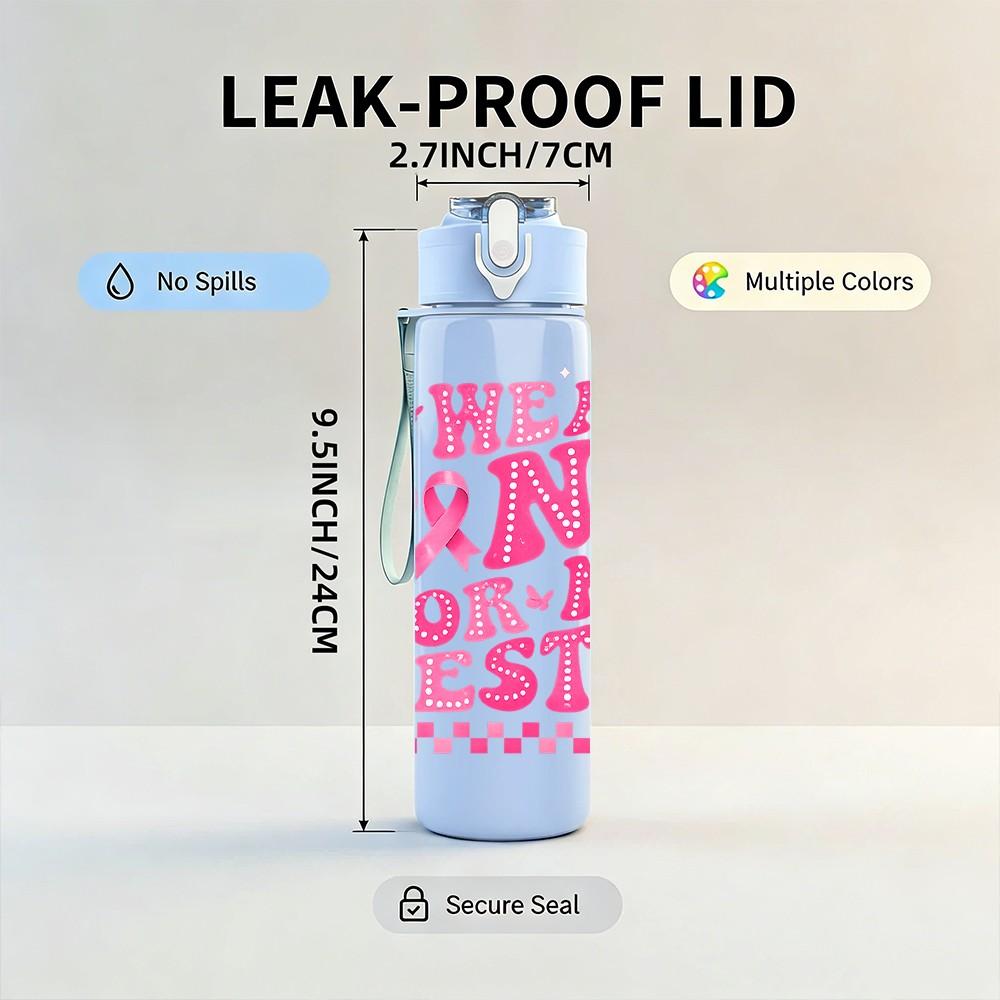 1PC I Wear Pink For My Bestie Slogan Print 750ml Color Plastic Sports Water Bottle Leakproof Flip Straw Lid Suitable for Sports Office Home Use