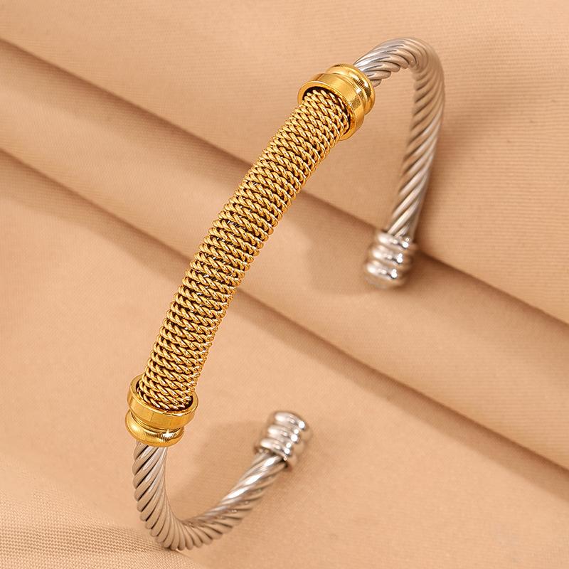 Design Steel Wire Opening Mesh Light Luxury C-shaped Fashionable Color Matching Versatile Bracelet