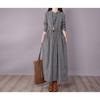 Loose Women's Floral Lace Up Cotton and Linen Dress