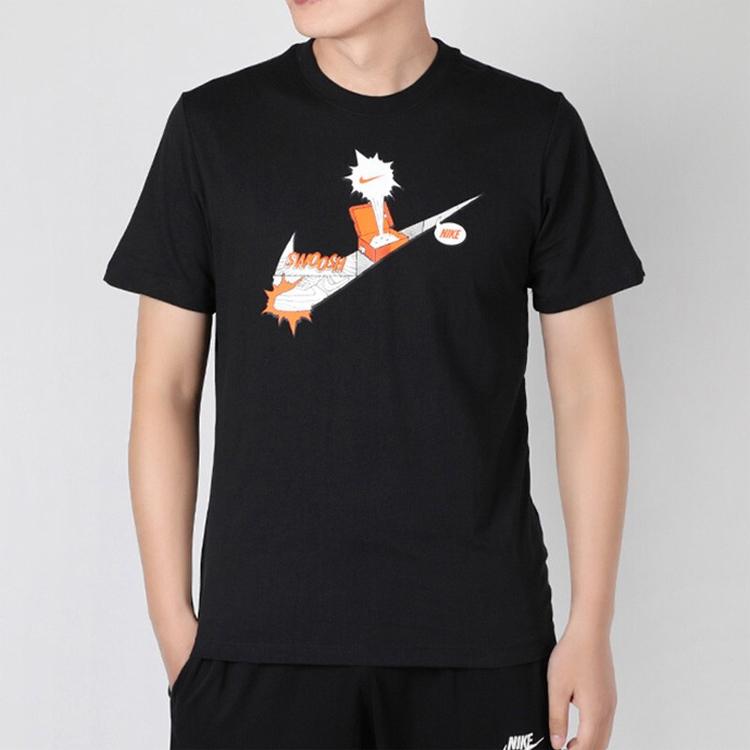 Nike Sportswear Shoebox Print Logo Knit Short-Sleeve T-Shirt Men Tops Black DH0057-010