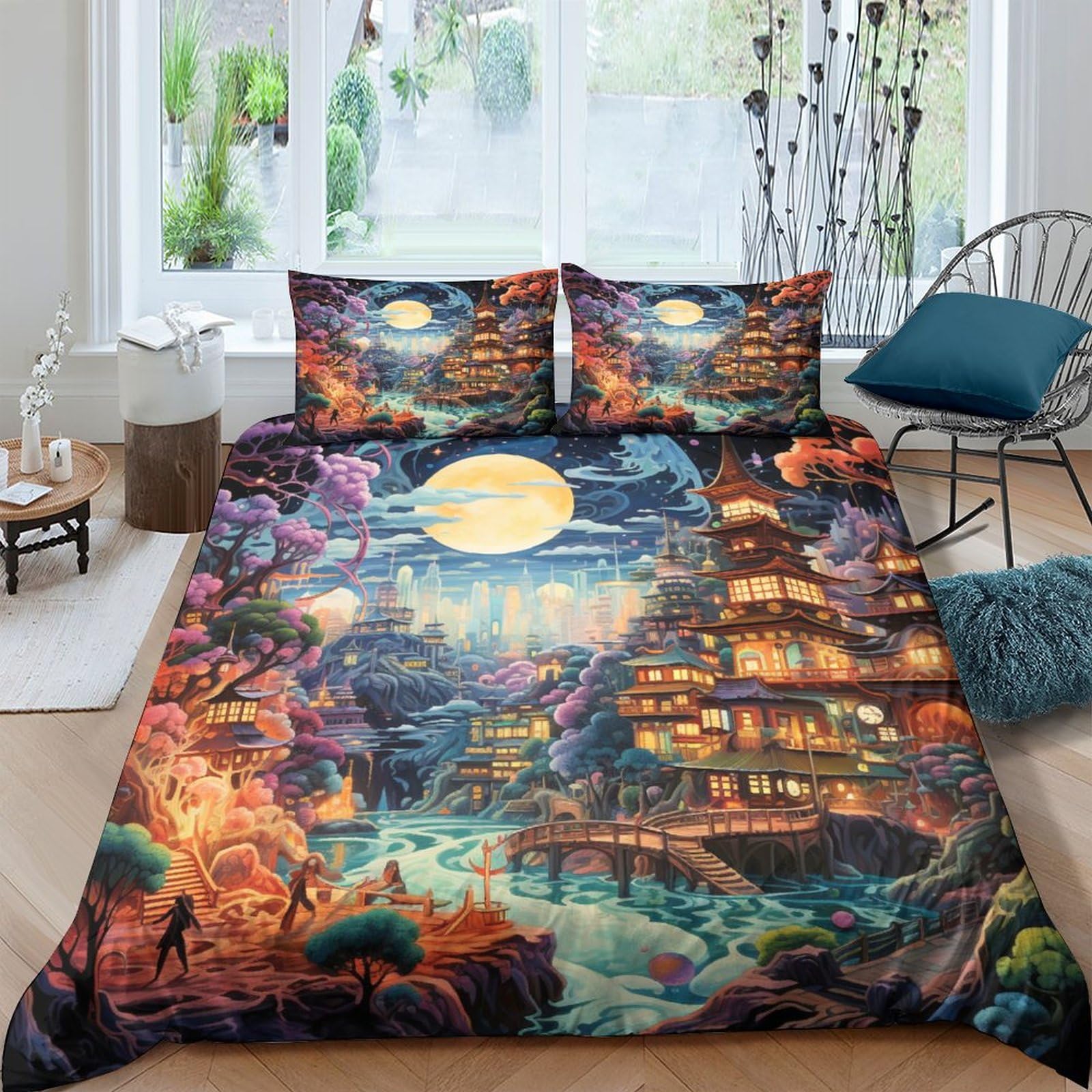 

Comforter Ancient Chinese Architecture For Teens Adults S Lightweight Down 2 S 1 No Comforter Comforter (quilt)-EU Single(135*200cm)3pcs