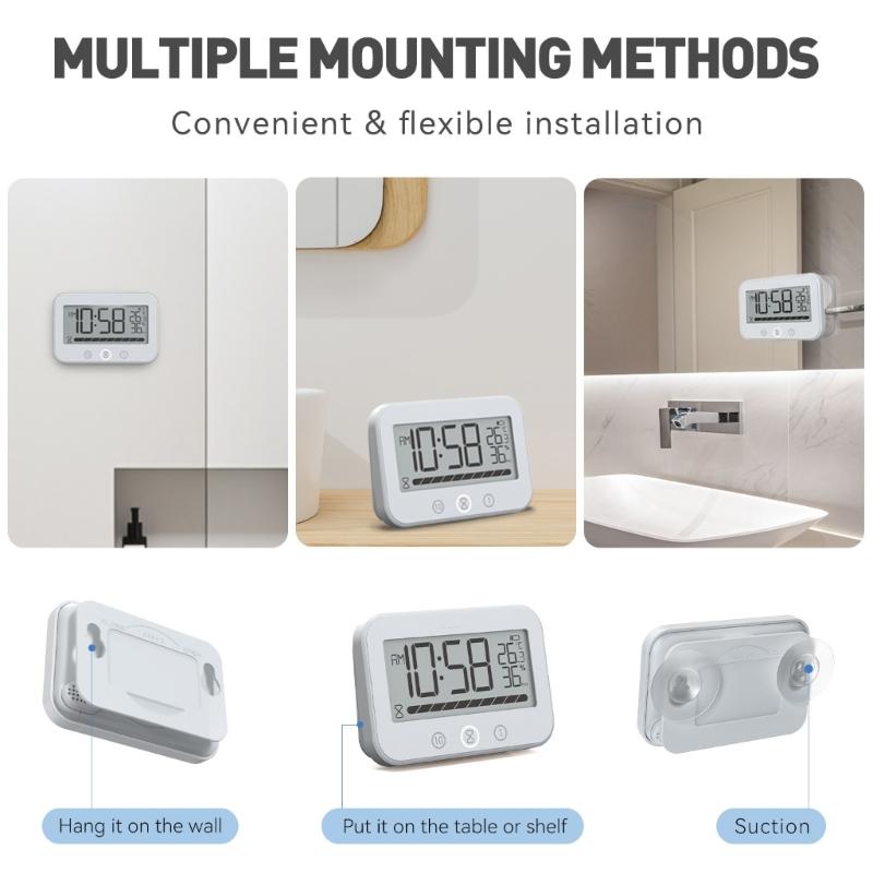 Countdown Timer Shower Clock Bathroom Clocks With Temperature Readout And Waterproof Feature For Family Showers