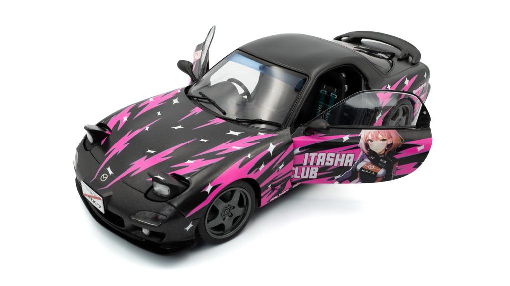 SOLID O 1/18 Mazda RX-7 (FD3S) SOLIDO WORKS Itasha 1999 (Black/Pink) Finished Model S1810605